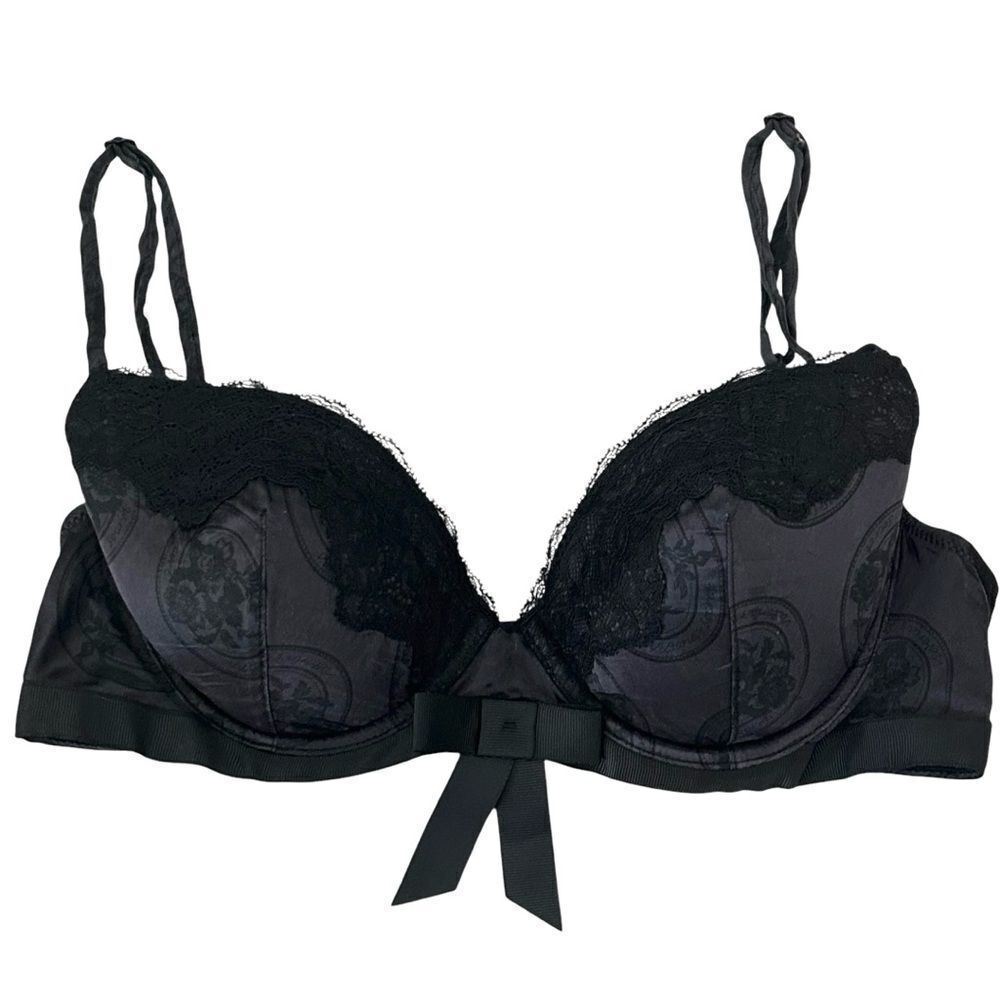 Victoria’s Secret Black Lace with bow detail underwire Bra size 36C
